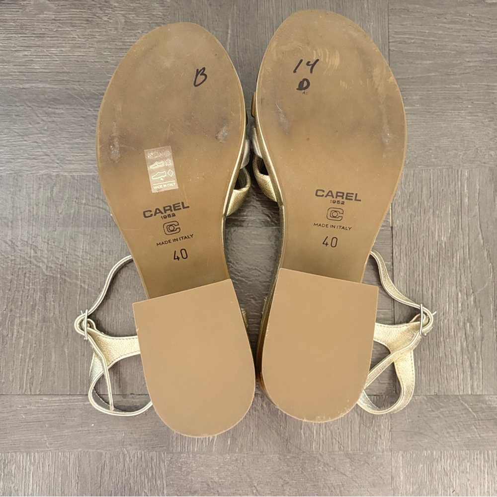 CAREL PARIS Silver And Gold Leather Platform Pumps Size 40/ 9 US - Picture 9 of 9